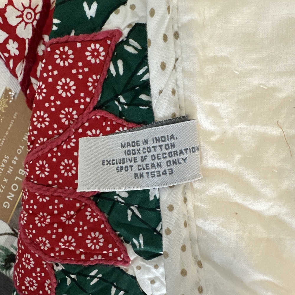 The Farmhouse Christmas Table Runner Rachel Ashwell Quilted Poinsettia Holiday - Picture 10 of 10